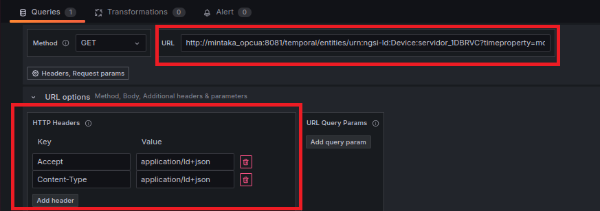 Historical Dashboard - Grafana Configuration - Configure URI and HTTP Headers