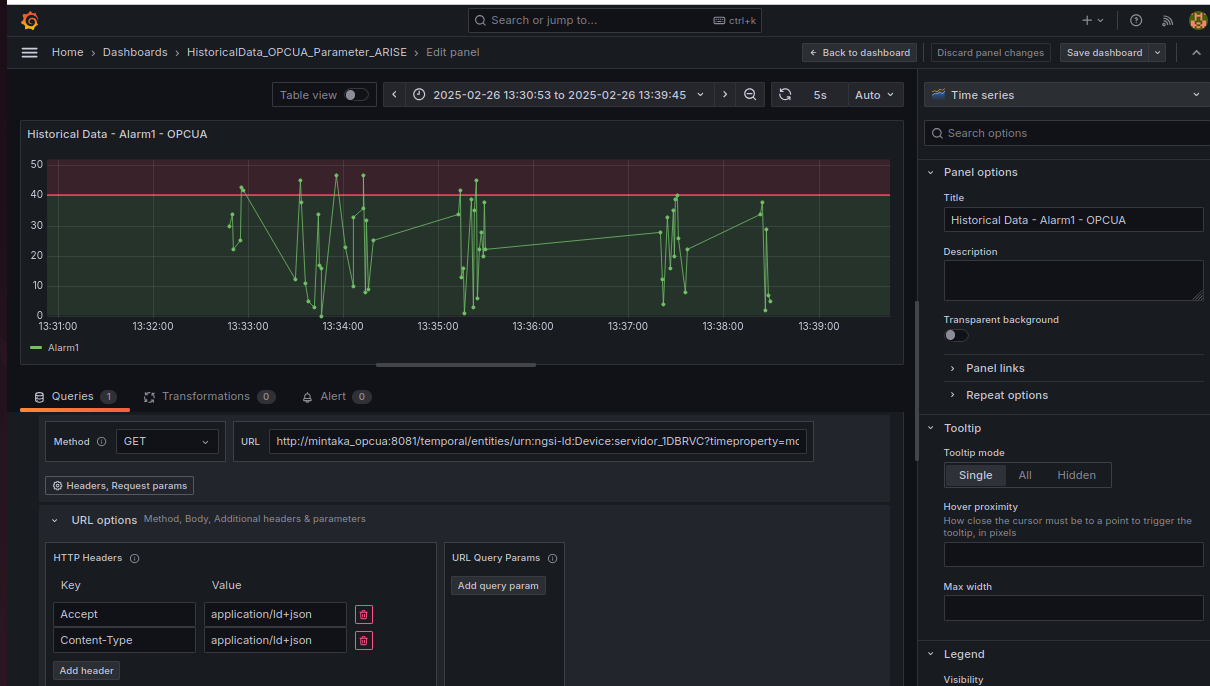 Historical Dashboard - Grafana Configuration - Configure URI and HTTP Headers