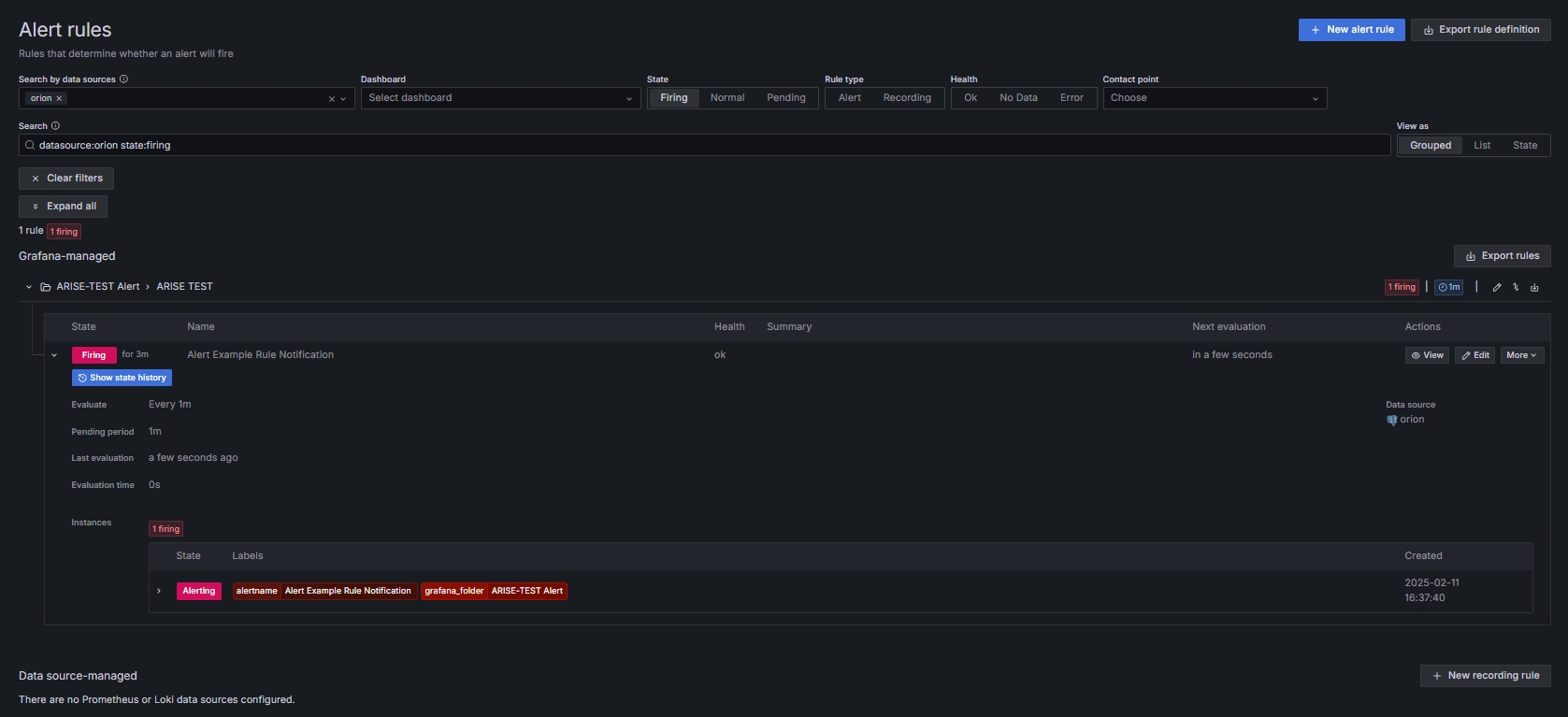 Dashboard Alert Rule